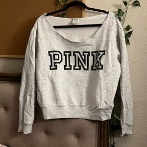 Grey PINK sweatshirt with scoop neck. Size XL